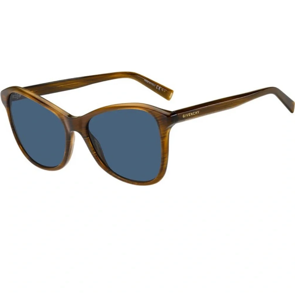 Givenchy Gradient Brown Horn Cat Eye Sunglasses with Blue Lenses 56mm NEW